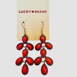 Lucky Brand Pink Teardrop Chandelier Earrings